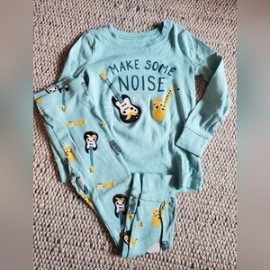 Kids' 4T Teal Pajama Set with Guitar Print